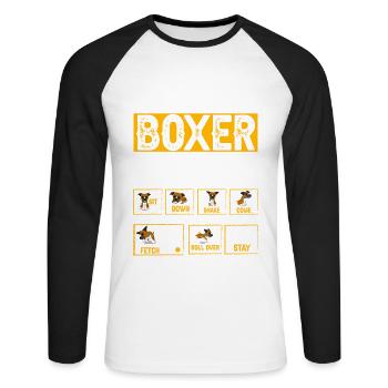 Stubborn Boxer Tricks - Unisex Baseballshirt langarm - Weiß/Schwarz - Vorne - Nik (191cm)