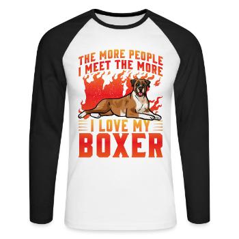 The more People I meet the more I love my Boxer - Unisex Long Sleeve Baseball T-Shirt - white/black - Front - Nik (191cm)