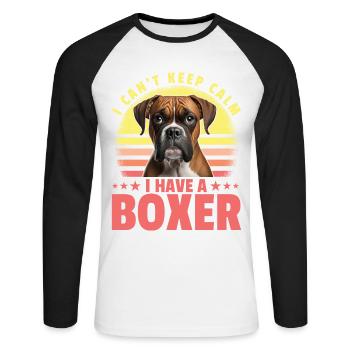 Je n’arrive pas à rester calme J’ai un Boxer - T-shirt baseball manches longues Homme - blanc/noir - Devant - Nik (191cm)