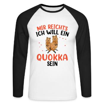 Will ein Quokka sein Australien Beuteltier - Unisex Baseballshirt langarm - Weiß/Schwarz - Vorne - Nik (191cm)