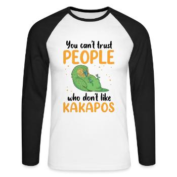 Kakapo ne fait pas confiance au perroquet incapable de voler Kakapo - T-shirt baseball manches longues Homme - blanc/noir - Devant - Nik (191cm)