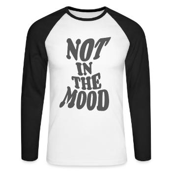 Pas dans l’humeur - humeur - funky - dire - T-shirt baseball manches longues Homme - blanc/noir - Devant - Nik (191cm)