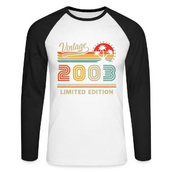 Vintage 2003 Édition Limitée - T-shirt baseball manches longues Homme - blanc/noir - Devant - Nik (191cm)