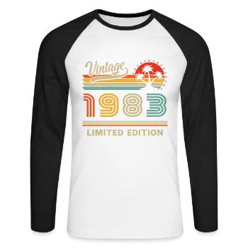 Vintage 1983 Limited Edition - Unisex Long Sleeve Baseball T-Shirt - white/black - Front - Nik (191cm)