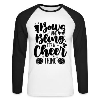 Bows And Bling It's A Cheer Squad Cheerleader - Unisex Baseballshirt langarm - Weiß/Schwarz - Vorne - Nik (191cm)