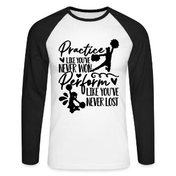 Entraînez-vous comme vous n’avez jamais encouragé les pom-pom girls de l’équipe - T-shirt baseball manches longues Homme - blanc/noir - Devant - Nik (191cm)