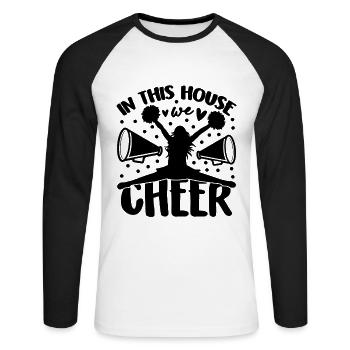 Dans cette maison, nous applaudissons aime danser pom-pom girls - T-shirt baseball manches longues Homme - blanc/noir - Devant - Nik (191cm)