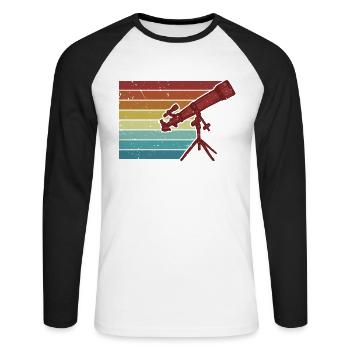 Retro Sternenhimmel Kosmologe Astronomiefotograf - Unisex Baseballshirt langarm - Weiß/Schwarz - Vorne - Nik (191cm)