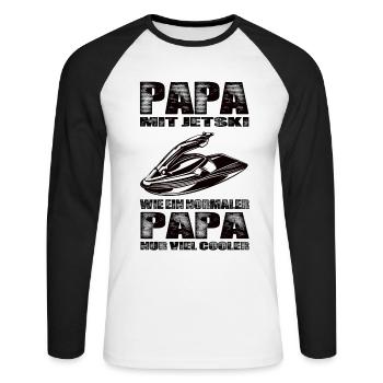 Papa Mit Jetski Wie Ein Normaler Papa Nur Cooler - Unisex Baseballshirt langarm - Weiß/Schwarz - Vorne - Nik (191cm)