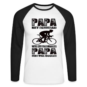 Papa Mit Rennrad Wie Ein Normaler Papa nur Cooler - Unisex Baseballshirt langarm - Weiß/Schwarz - Vorne - Nik (191cm)