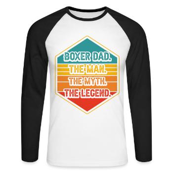 Boxer Papa l’homme le mythe la légende - T-shirt baseball manches longues Homme - blanc/noir - Devant - Nik (191cm)