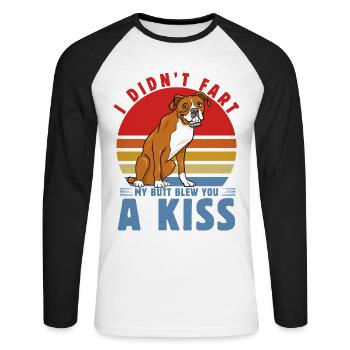 Je n’ai pas pété mes fesses t’a soufflé un baiser Boxer - T-shirt baseball manches longues Homme - blanc/noir - Devant - Nik (191cm)