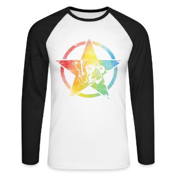 Boxer - Unisex Long Sleeve Baseball T-Shirt - white/black - Front - Nik (191cm)