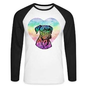 Boxer Retro - Unisex Baseballshirt langarm - Weiß/Schwarz - Vorne - Nik (191cm)