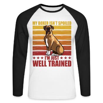 My Boxer isn't spoiled I'm just well trained - Unisex Long Sleeve Baseball T-Shirt - white/black - Front - Nik (191cm)