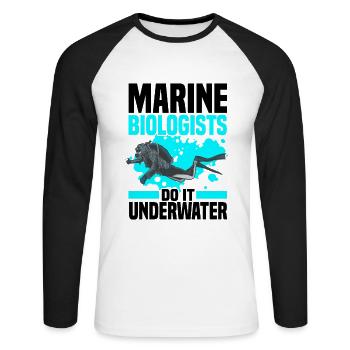 Meeresbiologe - Unisex Baseballshirt langarm - Weiß/Schwarz - Vorne - Nik (191cm)
