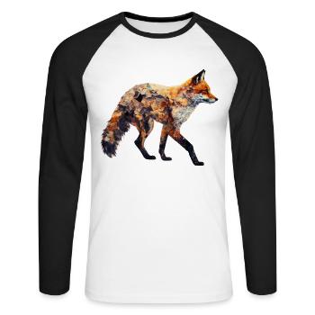 Fuchs Geschenk Tiermotiv Berge Kunstwerk Tier Zoo - Unisex Baseballshirt langarm - Weiß/Schwarz - Vorne - Nik (191cm)