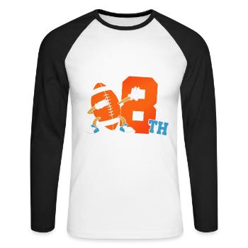 C’est mon 8ème anniversaire de football américain - T-shirt baseball manches longues Homme - blanc/noir - Devant - Nik (191cm)