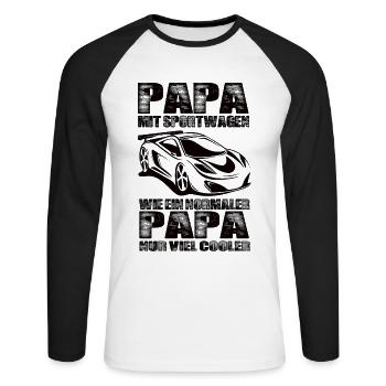 Sportwagen - Unisex Baseballshirt langarm - Weiß/Schwarz - Vorne - Nik (191cm)