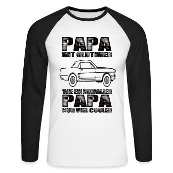 Oldtimer - Unisex Baseballshirt langarm - Weiß/Schwarz - Vorne - Nik (191cm)