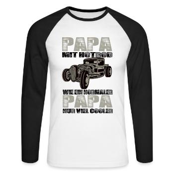 Hotrod - Unisex Baseballshirt langarm - Weiß/Schwarz - Vorne - Nik (191cm)