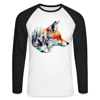 Fox Architecture Artwork Gift Idea Animal - T-shirt baseball manches longues Homme - blanc/noir - Devant - Nik (191cm)
