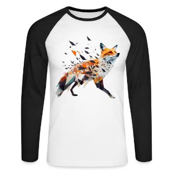 Fuchs Polygon Kunst Tier Geschenk Frau Wildtier - Unisex Baseballshirt langarm - Weiß/Schwarz - Vorne - Nik (191cm)