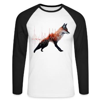 Fuchs Herzschlag Geschenk EKG Tier Puls Kunst Zoo - Unisex Baseballshirt langarm - Weiß/Schwarz - Vorne - Nik (191cm)