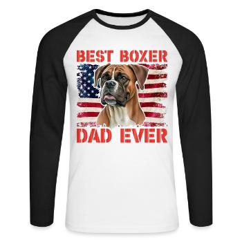 Best Boxer Dad Ever - Unisex Baseballshirt langarm - Weiß/Schwarz - Vorne - Nik (191cm)