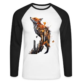 Fox Artwork Art Foxes Animaux Cadeau Zoo - T-shirt baseball manches longues Homme - blanc/noir - Devant - Nik (191cm)