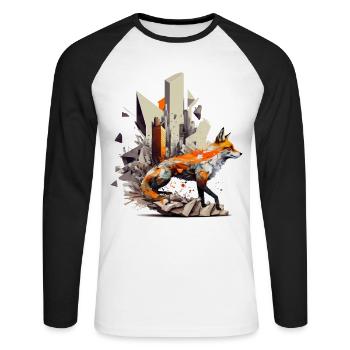 Fox Artwork Art Foxes Animaux Cadeau Zoo - T-shirt baseball manches longues Homme - blanc/noir - Devant - Nik (191cm)