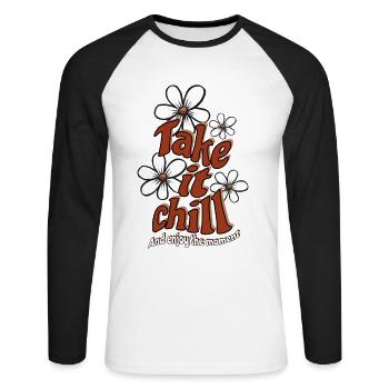 Take it Chill - Optimisme - Dire - T-shirt baseball manches longues Homme - blanc/noir - Devant - Nik (191cm)