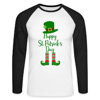Accessoires de la Saint-Patrick Irlande Shamrock Décoration - T-shirt baseball manches longues Homme - blanc/noir - Devant - Nik (191cm)