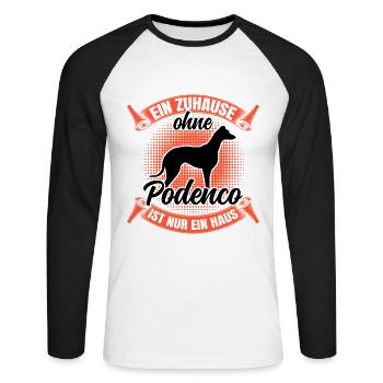 Ohne meinen Podenco spanischer Windhund - Unisex Baseballshirt langarm - Weiß/Schwarz - Vorne - Nik (191cm)