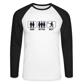 Good Better Best Lacrosse Intercrosse Lax Spieler - Unisex Baseballshirt langarm - Weiß/Schwarz - Vorne - Nik (191cm)