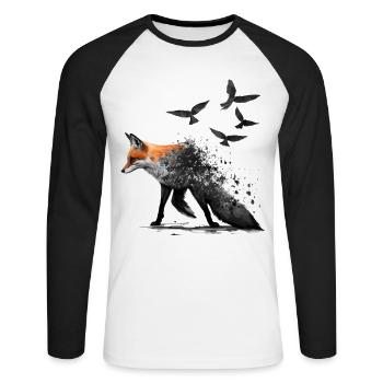Fuchs Vogel Vögel Kunst Geschenk Tier Malerei Zoo - Unisex Baseballshirt langarm - Weiß/Schwarz - Vorne - Nik (191cm)