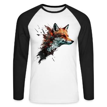 Fuchs Kunst Bunt Rotfuchs Geschenk Tier Tierisch - Unisex Baseballshirt langarm - Weiß/Schwarz - Vorne - Nik (191cm)