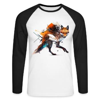 Fox Art Coloré Red Fox Cadeau Animal Animal - T-shirt baseball manches longues Homme - blanc/noir - Devant - Nik (191cm)