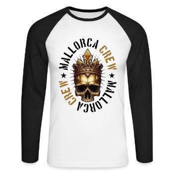 Mallorca Crew King Skull Party - Unisex Long Sleeve Baseball T-Shirt - white/black - Front - Nik (191cm)