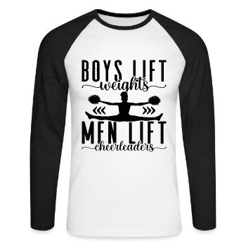 Boys Lift Weights Cheer Squad Dancer Cheerleader - Unisex Baseballshirt langarm - Weiß/Schwarz - Vorne - Nik (191cm)