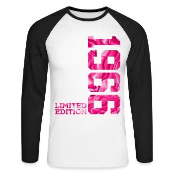 60E ANNIVERSAIRE ÉDITION LIMITÉE ROSE 1966 - T-shirt baseball manches longues Homme - blanc/noir - Devant - Nik (191cm)