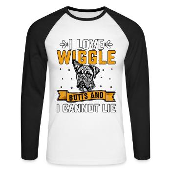 J’adore les fesses et je ne peux pas mentir - T-shirt baseball manches longues Homme - blanc/noir - Devant - Nik (191cm)