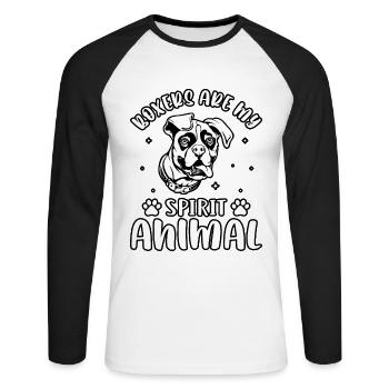 Boxers Are My Spirit Animal - Unisex Baseballshirt langarm - Weiß/Schwarz - Vorne - Nik (191cm)