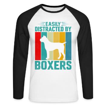Easily distracted by boxers - Unisex Baseballshirt langarm - Weiß/Schwarz - Vorne - Nik (191cm)