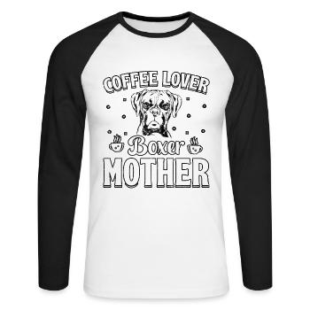 Coffee lover boxer mother - Unisex Long Sleeve Baseball T-Shirt - white/black - Front - Nik (191cm)