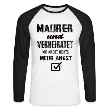 Maurer und Verheiratet - Unisex Baseballshirt langarm - Weiß/Schwarz - Vorne - Nik (191cm)