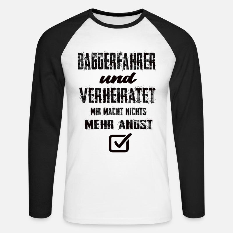 Baggerfahrer und Verheiratet - Unisex Baseballshirt langarm - Weiß/Schwarz