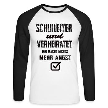 Schulleiter und Verheiratet - Unisex Baseballshirt langarm - Weiß/Schwarz - Vorne - Nik (191cm)