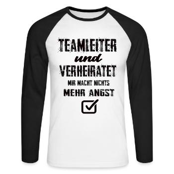 Teamleiter und Verheiratet - Unisex Baseballshirt langarm - Weiß/Schwarz - Vorne - Nik (191cm)