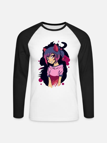 Cosplay - Unisex Baseballshirt langarm - Weiß/Schwarz